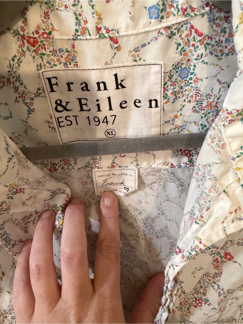 Frank & Eileen Floral Button-Down Shirt in Cream with Multi-Color Print - Picture 2 of 3